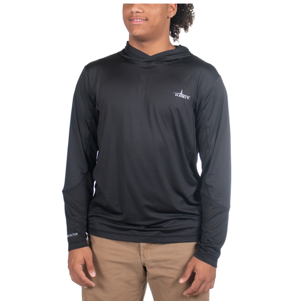 NWT Habit Men's UPF 40+ UV Protection Hooded Performance Layer - Black - XLARGE